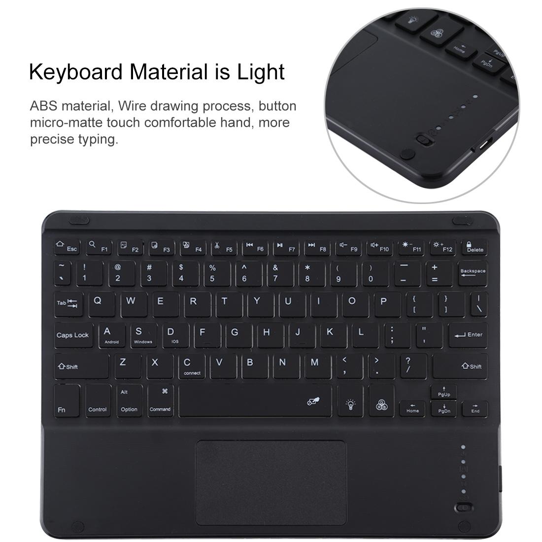 Bluetooth Tablet Case For Ipad 10.2 / Ipad Air 2019 With Touch Pad & Backlight & Pen Holder - Detachable Microfiber Leather - Dark Green