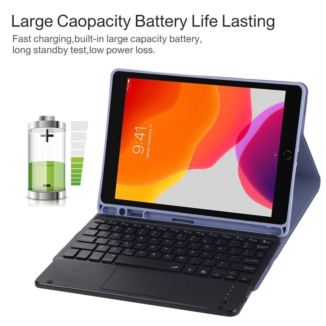 Bluetooth Tablet Case For Ipad 10.2 / Ipad Air 2019 With Touch Pad & Backlight & Pen Holder - Detachable Microfiber Leather - Dark Green