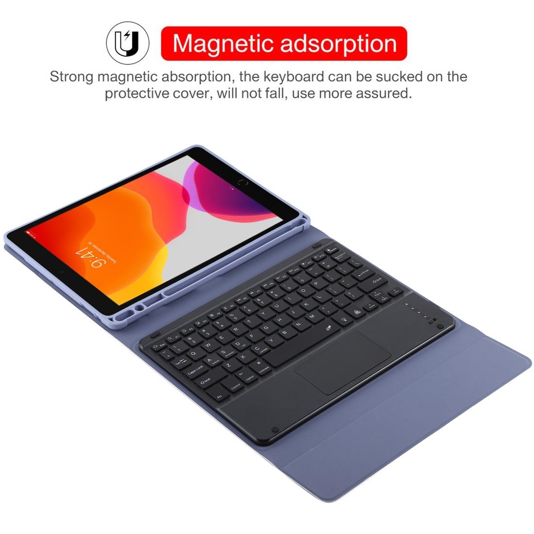 Bluetooth Tablet Case For Ipad 10.2 / Ipad Air 2019 With Touch Pad & Backlight & Pen Holder - Detachable Microfiber Leather - Dark Green