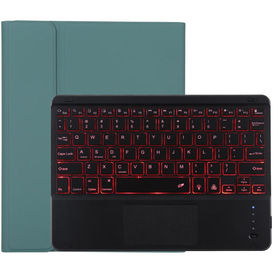 Bluetooth Tablet Case For Ipad 10.2 / Ipad Air 2019 With Touch Pad & Backlight & Pen Holder - Detachable Microfiber Leather - Dark Green